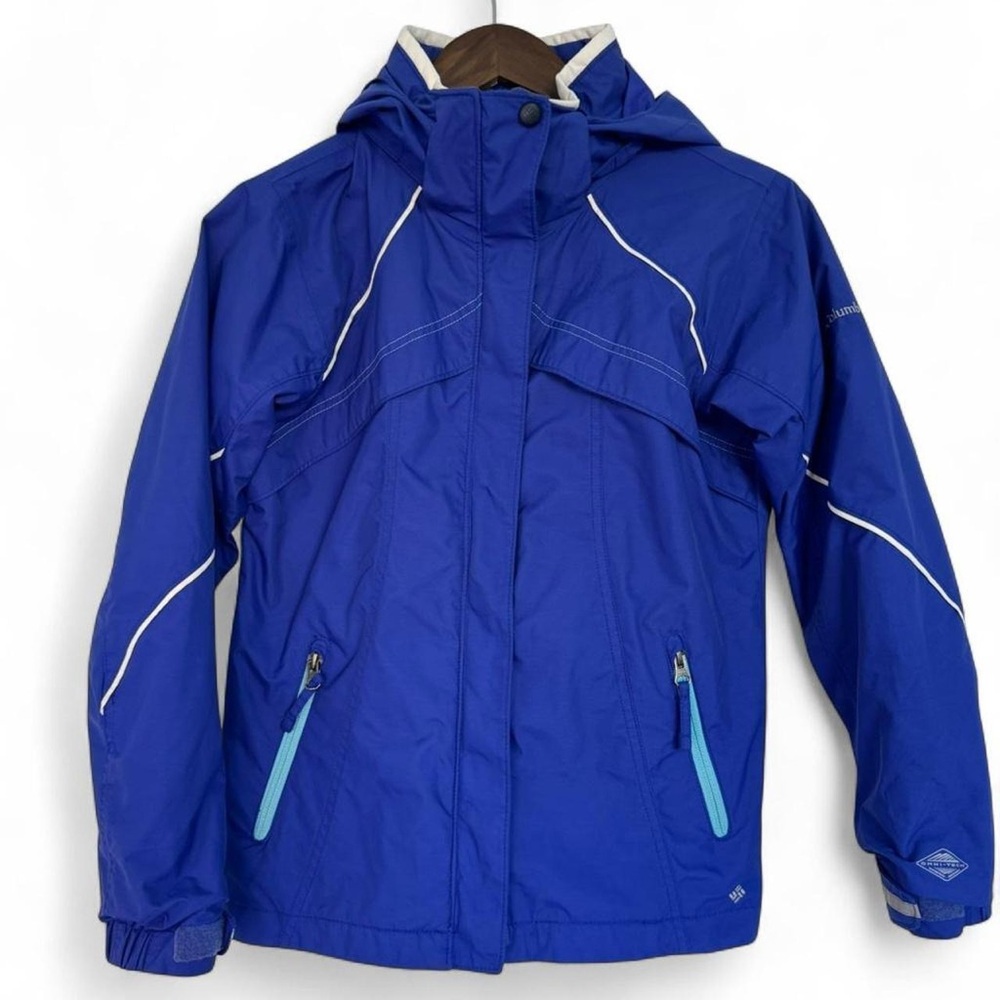 Youth Kids 10/12 Columbia Outdoor Blue Hood Snow Ski Winter Zip-Up Jacket